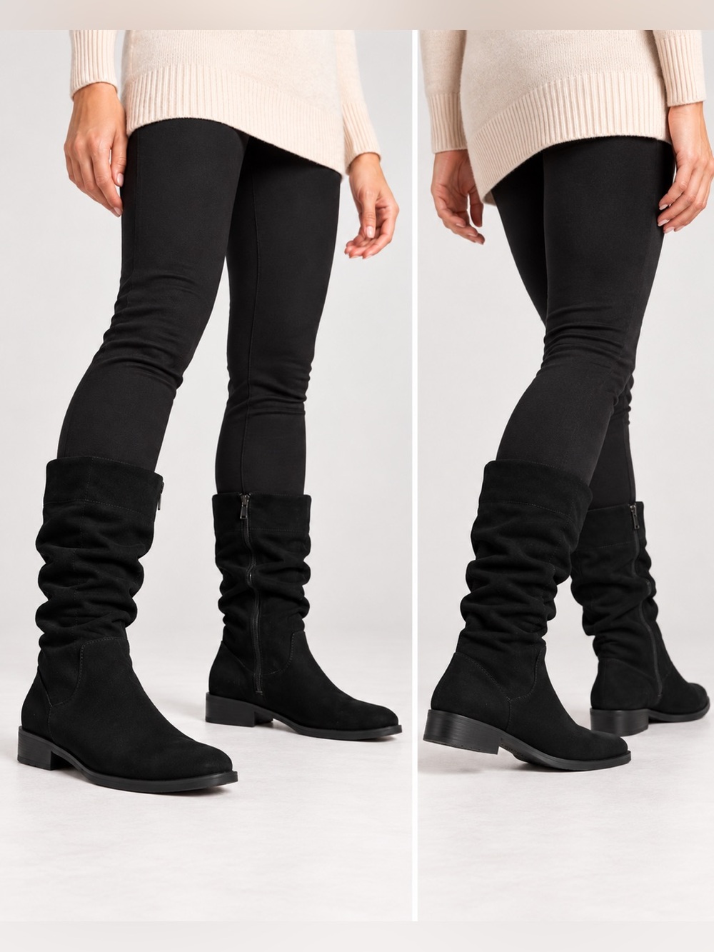 Style & Co. Black Slouch Lace-Up Suede Mid-Calf Boots